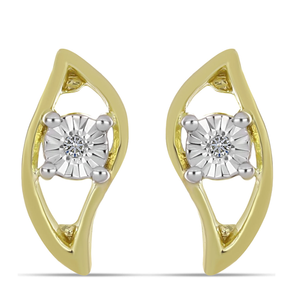 Pendientes de Plata Bañada en Oro con Diamante blanco 1 