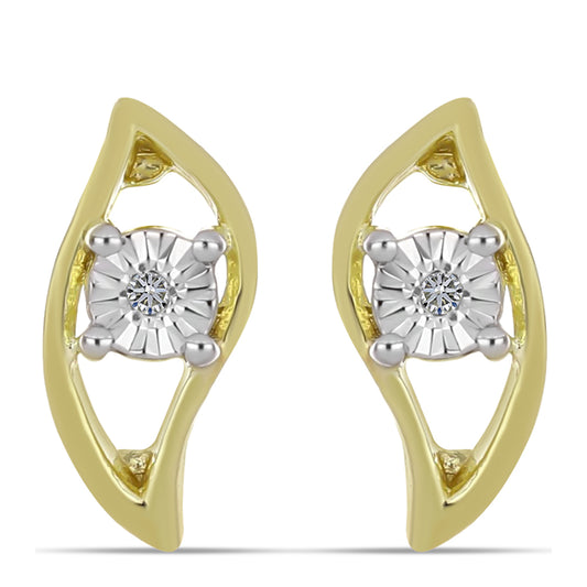 Pendientes de Plata Bañada en Oro con Diamante blanco
