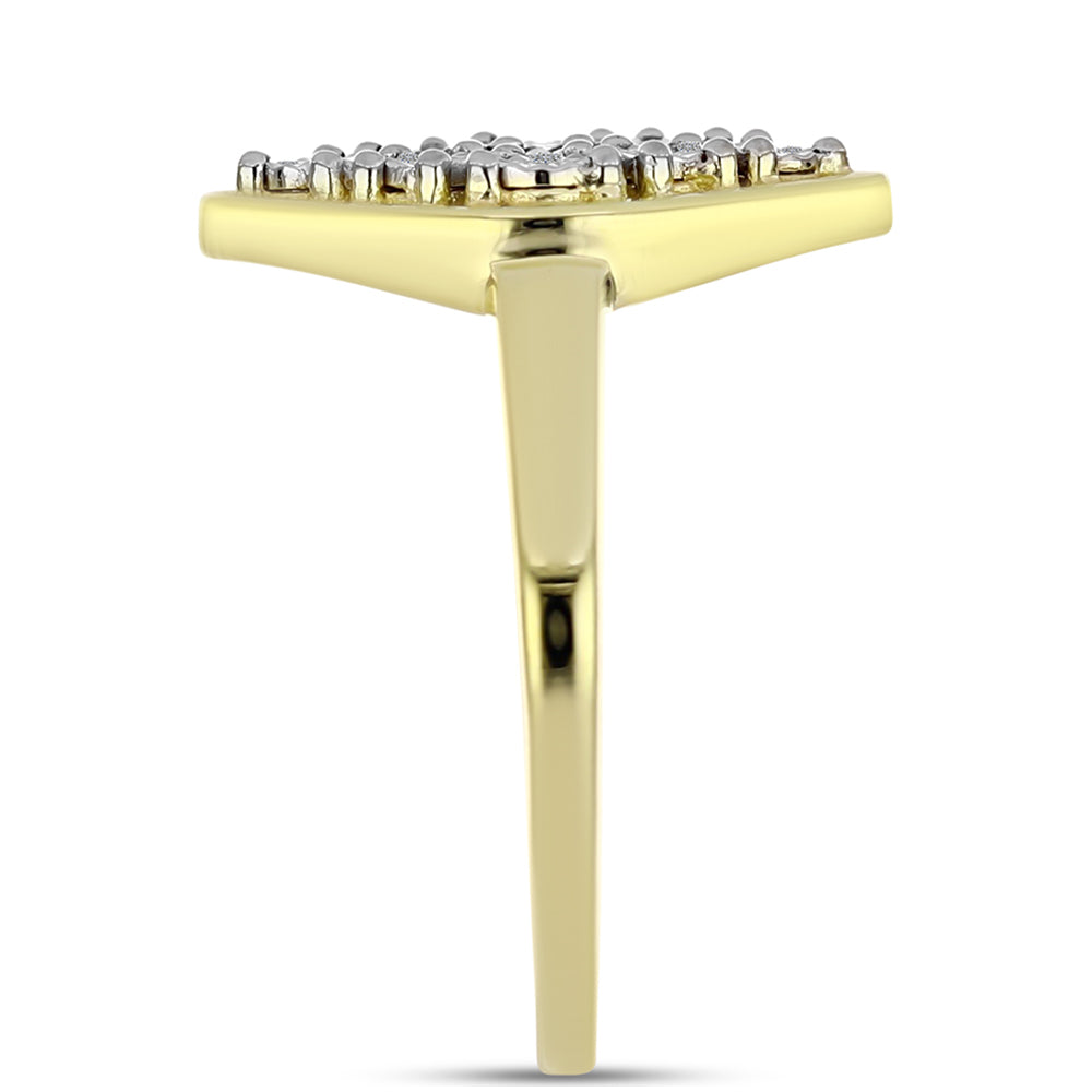 Anillo de Plata Bañada en Oro con Diamante blanco 4 