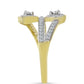 Anillo de Plata Bañada en Oro con Diamante blanco y Topacio Blanco