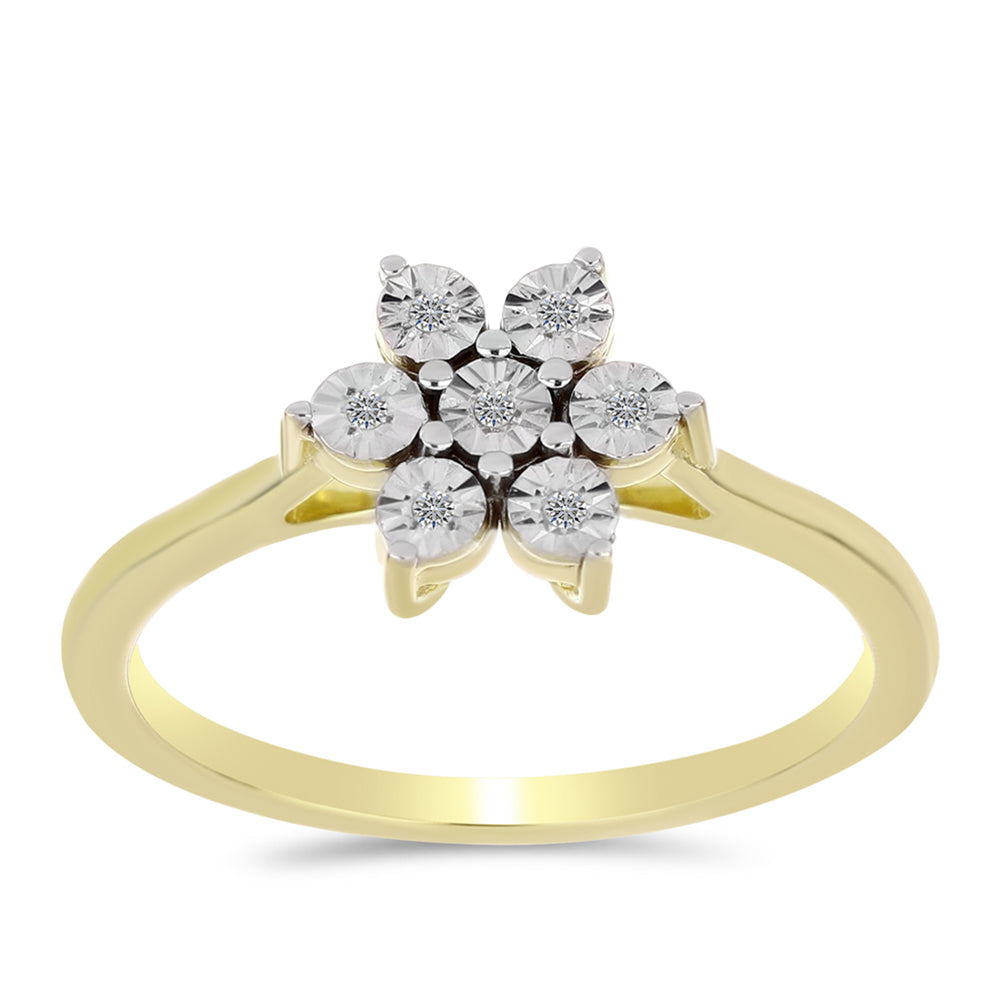 Anillo de Plata Bañada en Oro con Diamante blanco 3 