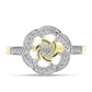 Anillo de Plata Bañada en Oro con Diamante blanco y Topacio Blanco