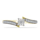 Anillo de Plata Bañada en Oro con Diamante blanco y Topacio Blanco