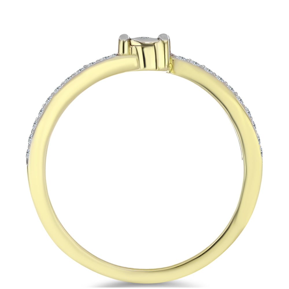 Anillo de Plata Bañada en Oro con Diamante blanco y Topacio Blanco 2 