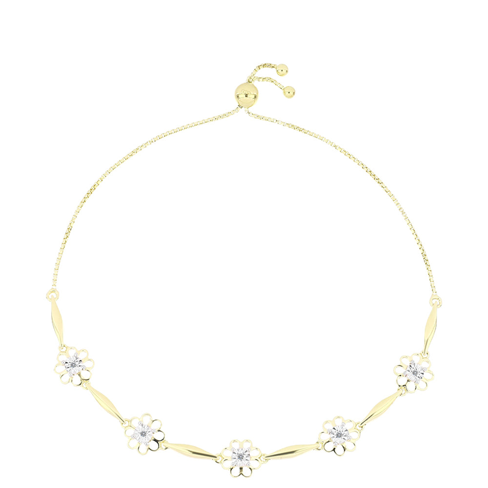 Pulsera de Plata Bañada en Oro con Diamante blanco