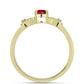 Anillo de Plata Bañada en Oro con Rubí de Madagascar y Topacio Blanco