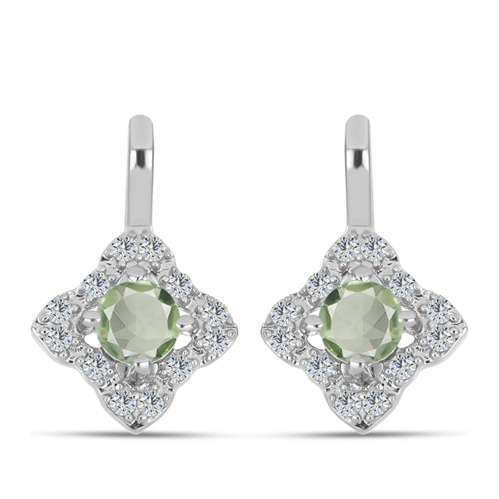 Pendientes de Plata con Amatista Verde y Topacio Blanco 1 