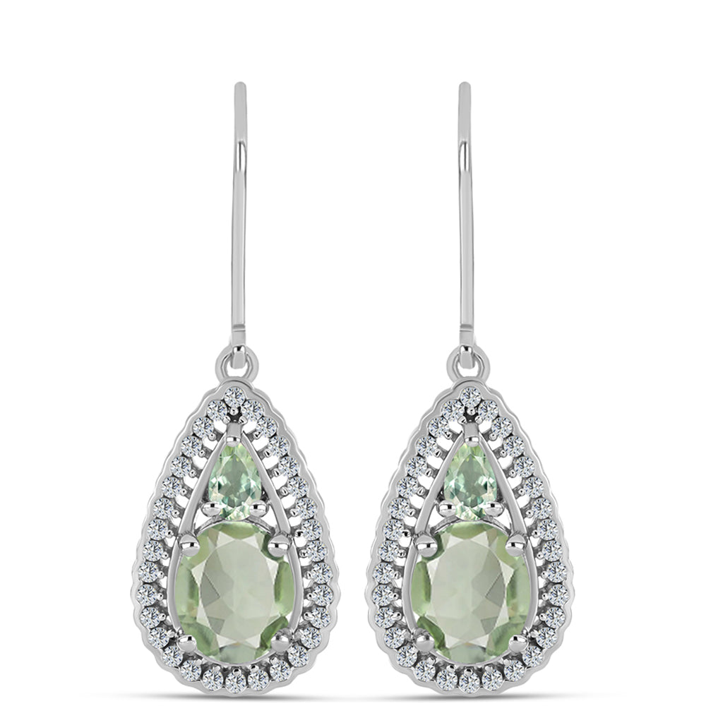 Pendientes de Plata con Amatista Verde y Topacio Blanco 1 
