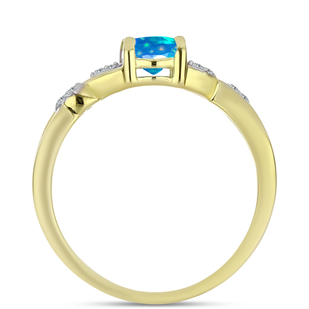 Anillo de Plata Bañada en Oro con Ópalo Paraíso de Etiopia y Topacio Blanco