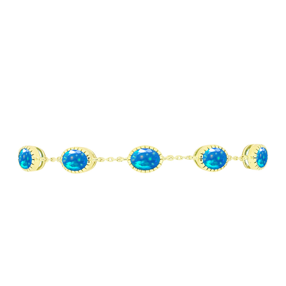 Pulsera de Plata Bañada en Oro con Ópalo Paraíso de Etiopia 2 