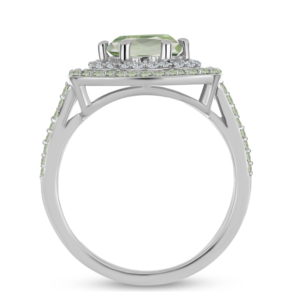 Anillo de Plata con Amatista Verde y Peridoto de Changbai 2 