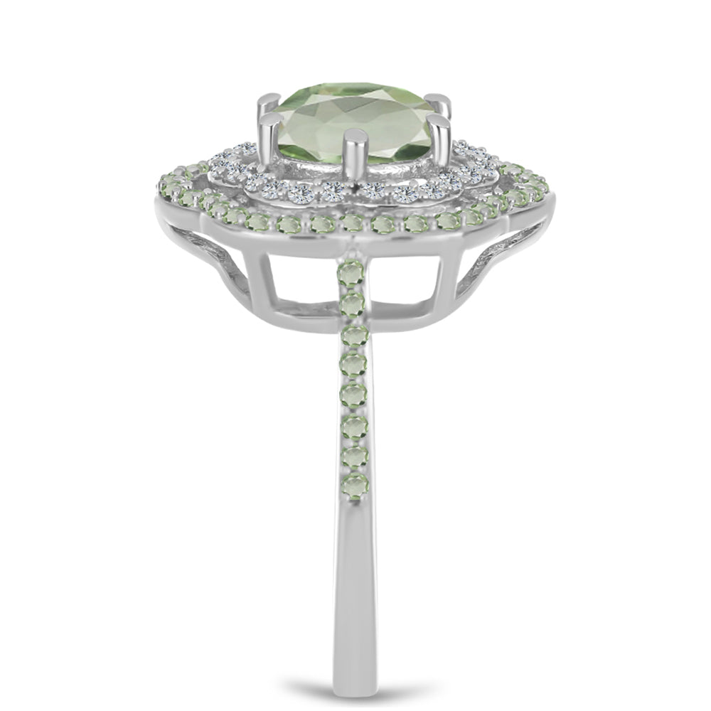 Anillo de Plata con Amatista Verde y Peridoto de Changbai 4 
