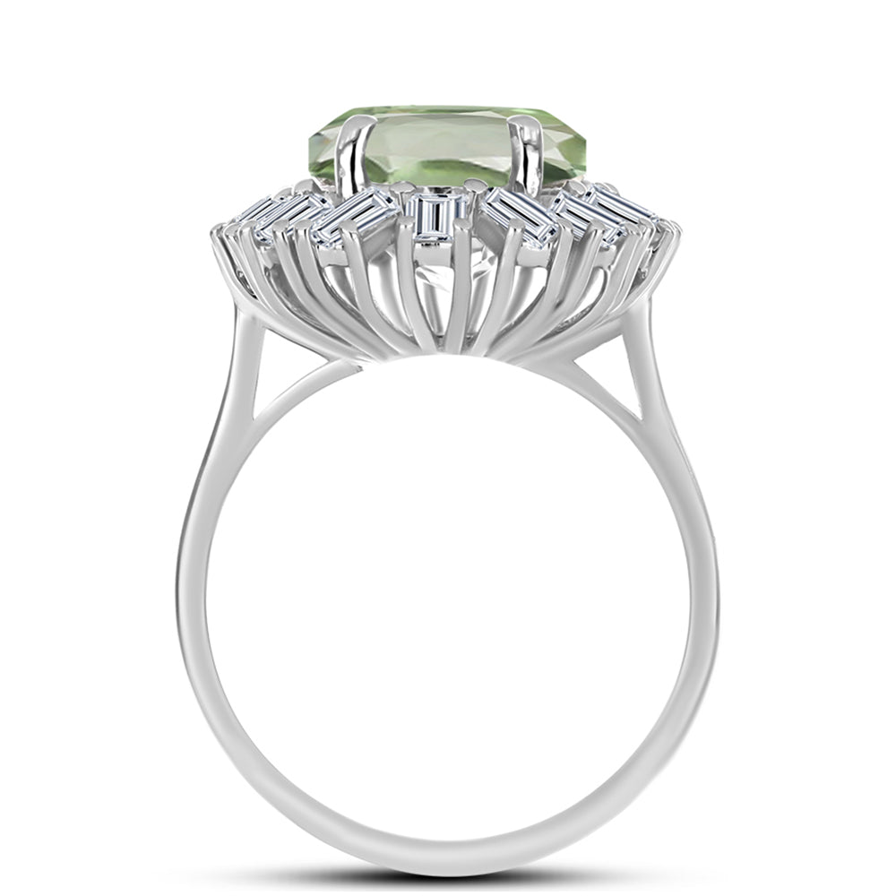 Anillo de Plata con Amatista Verde y Topacio Blanco 2 