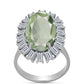 Anillo de Plata con Amatista Verde y Topacio Blanco