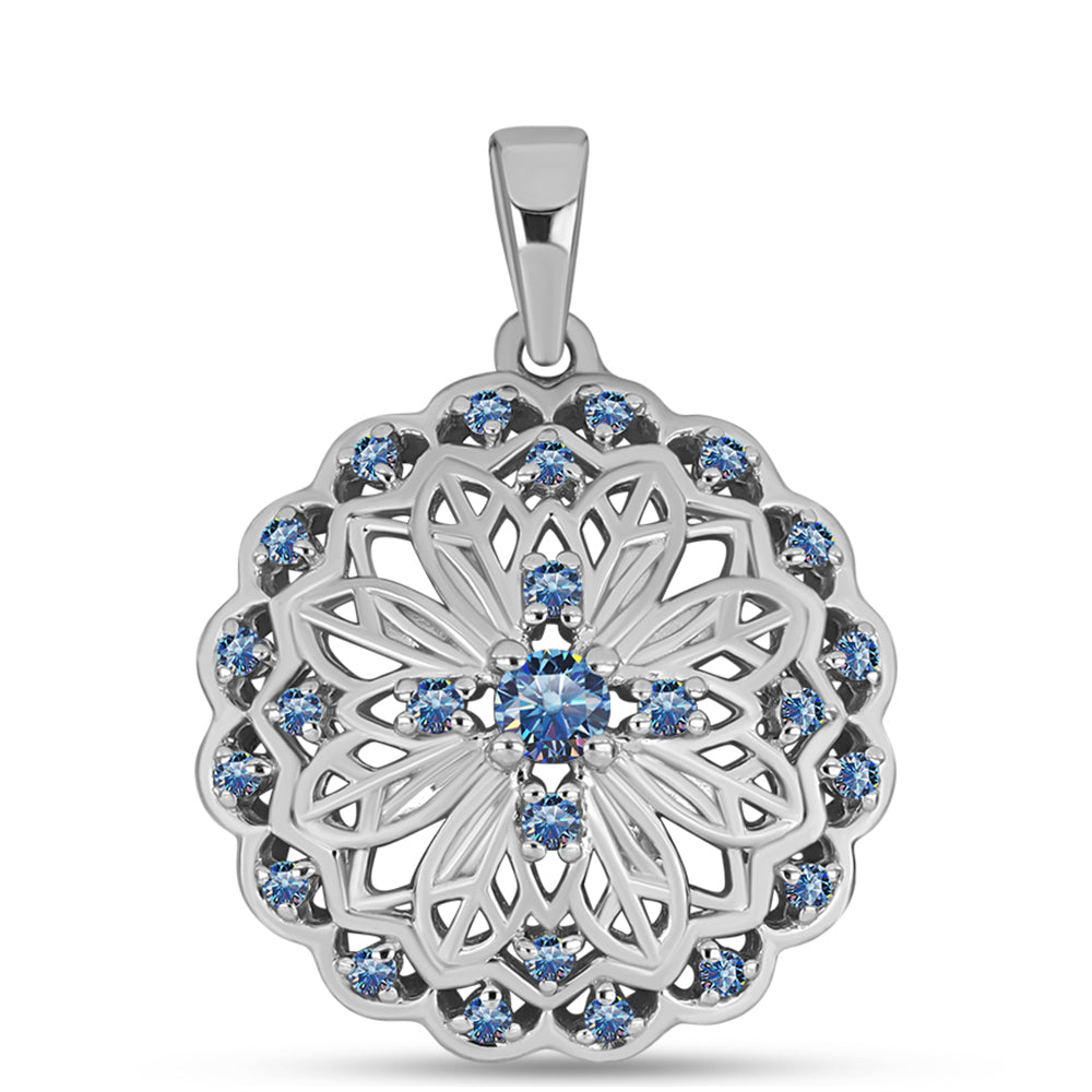 Colgante de Plata con Moisanita azul océano 1 