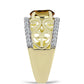 Anillo de Plata Bañada en Oro con Cuarzo Coñac y Topacio Blanco