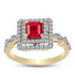 Anillo de Plata Bañada en Oro con Ágata Roja y Topacio Blanco