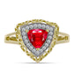 Anillo de Plata Bañada en Oro con Ágata Roja y Topacio Blanco