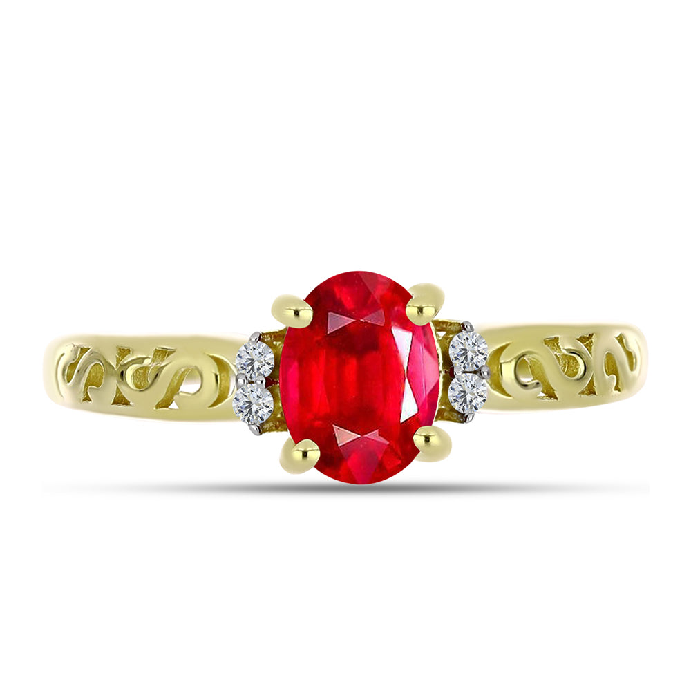 Anillo de Plata Bañada en Oro con Ágata Roja y Topacio Blanco 2 