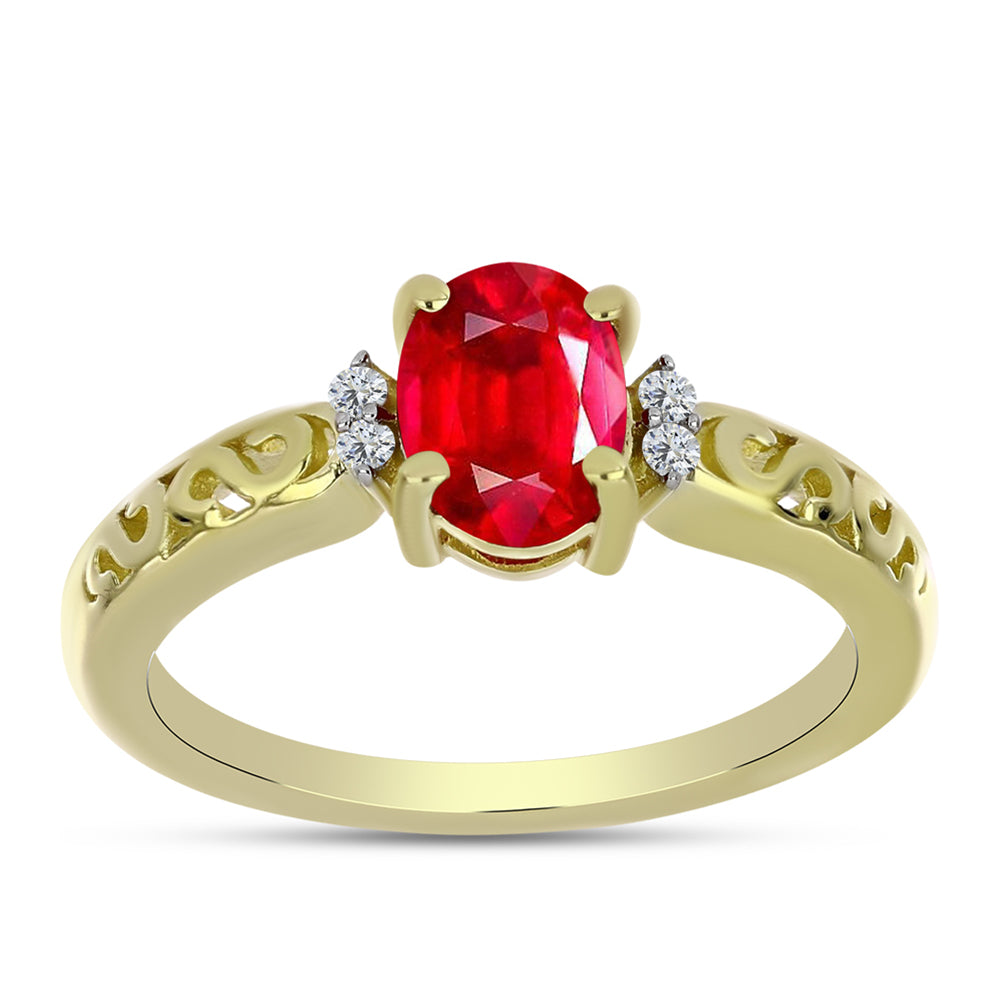 Anillo de Plata Bañada en Oro con Ágata Roja y Topacio Blanco 1 