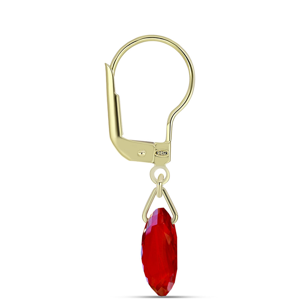 Pendientes de Plata Bañada en Oro con Ágata Roja 2 