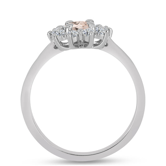 Anillo de Plata con Morganita de Gozareh y Topacio Blanco