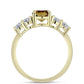 Anillo de Plata Bañada en Oro con Cuarzo Coñac y Topacio Blanco