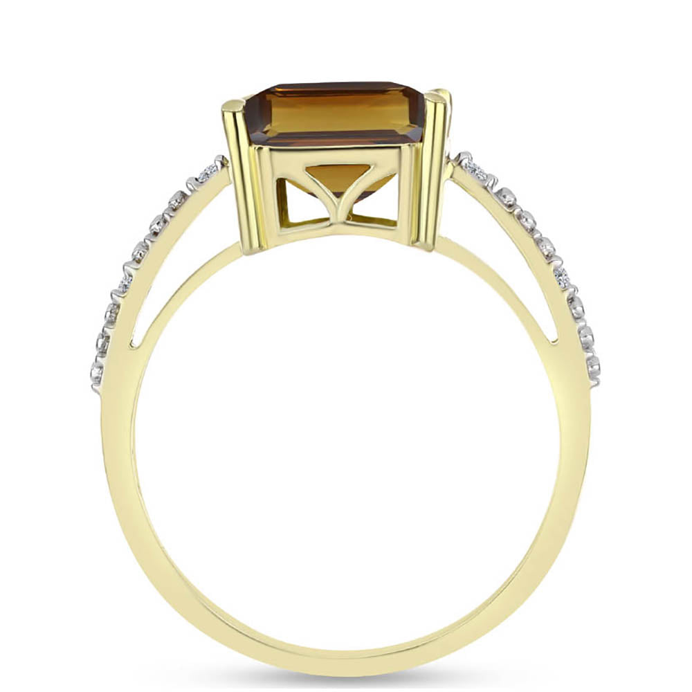 Anillo de Plata Bañada en Oro con Cuarzo Coñac y Topacio Blanco 2 