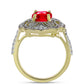 Anillo de Plata Bañada en Oro con Ágata Roja y Topacio Blanco