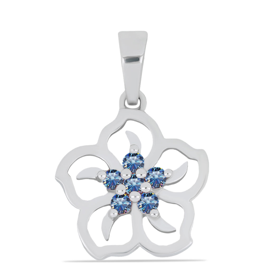 Colgante de Plata con Moisanita azul océano 1 