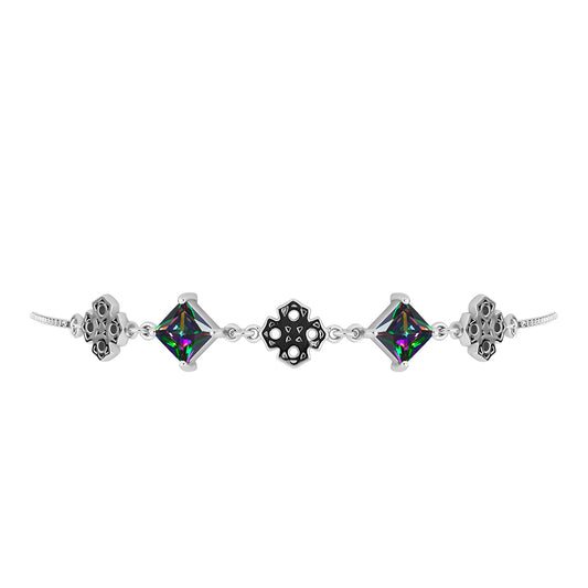 Pulsera de Plata con Cuarzo Místico Verde de Brasil