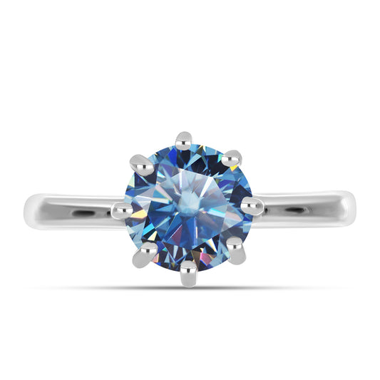 Anillo de Plata con Moisanita azul océano