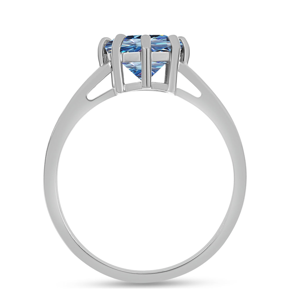 Anillo de Plata con Moisanita azul océano