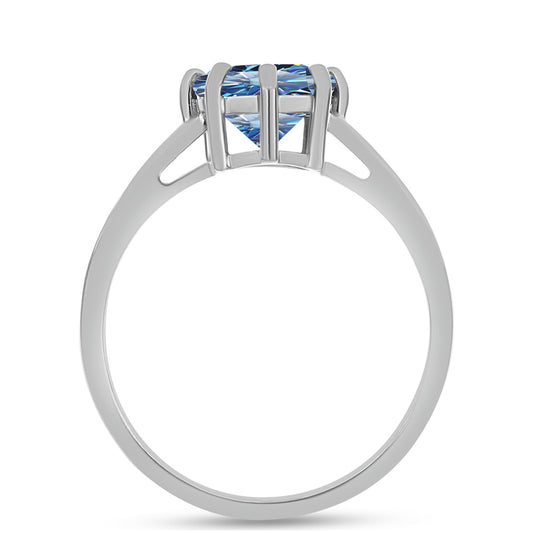 Anillo de Plata con Moisanita azul océano