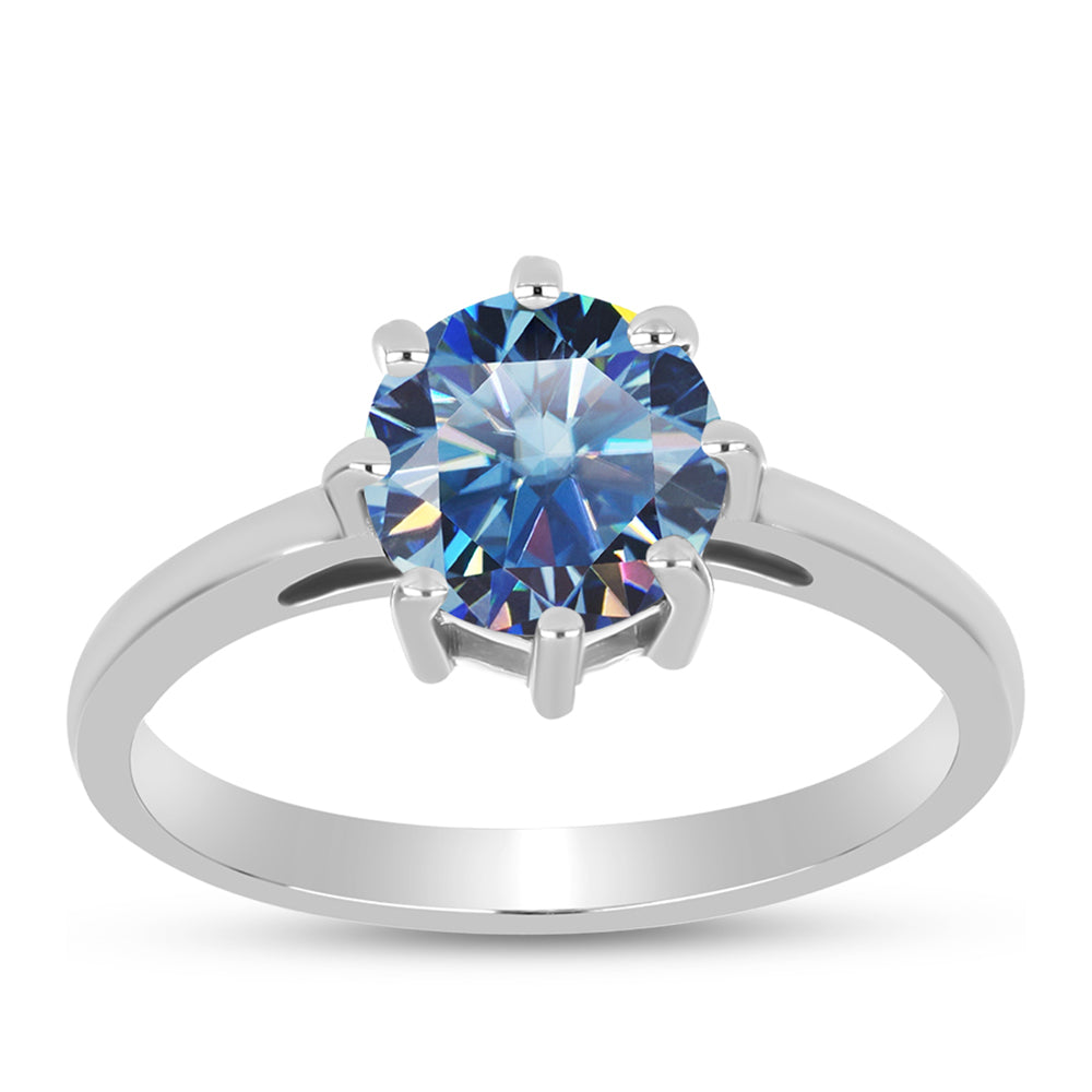 Anillo de Plata con Moisanita azul océano