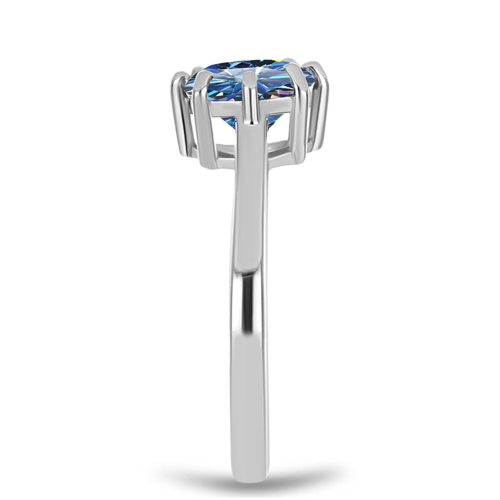 Anillo de Plata con Moisanita azul océano 4 