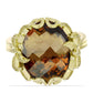Anillo de Plata Bañada en Oro con Cuarzo Coñac