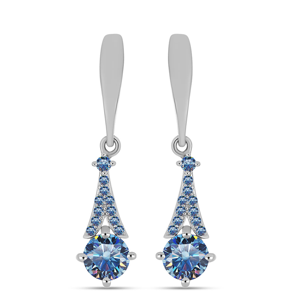 Pendientes de Plata con Moisanita azul océano