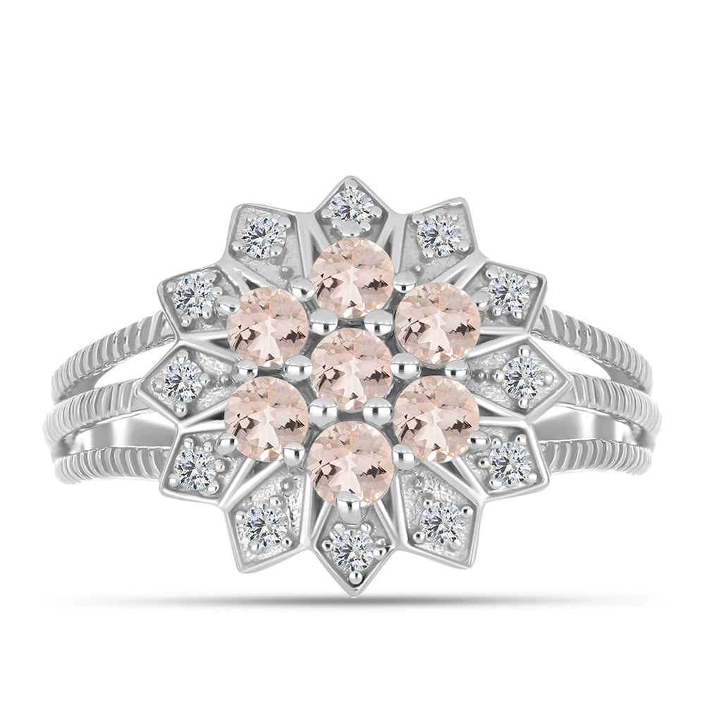 Anillo de Plata con Morganita de Gozareh y Topacio Blanco 1 