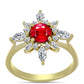 Anillo de Plata Bañada en Oro con Ágata Roja y Topacio Blanco