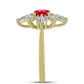 Anillo de Plata Bañada en Oro con Ágata Roja y Topacio Blanco