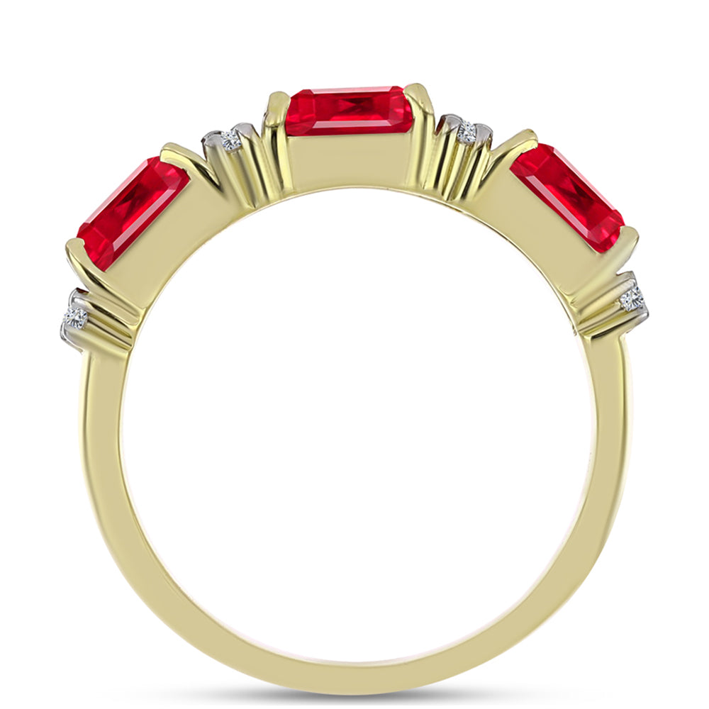 Anillo de Plata Bañada en Oro con Ágata Roja y Topacio Blanco