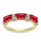 Anillo de Plata Bañada en Oro con Ágata Roja y Topacio Blanco