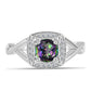 Anillo de Plata con Cuarzo Místico Verde de Brasil y Topacio Blanco