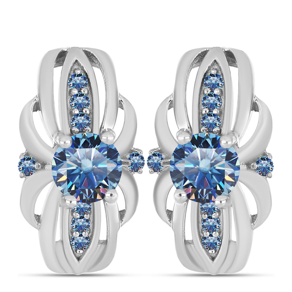 Pendientes de Plata con Moisanita azul océano