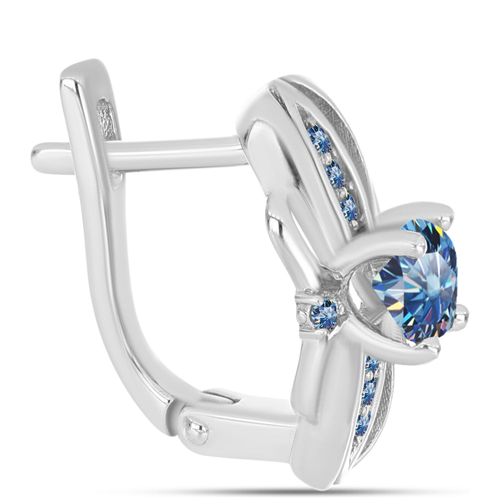 Pendientes de Plata con Moisanita azul océano 2 