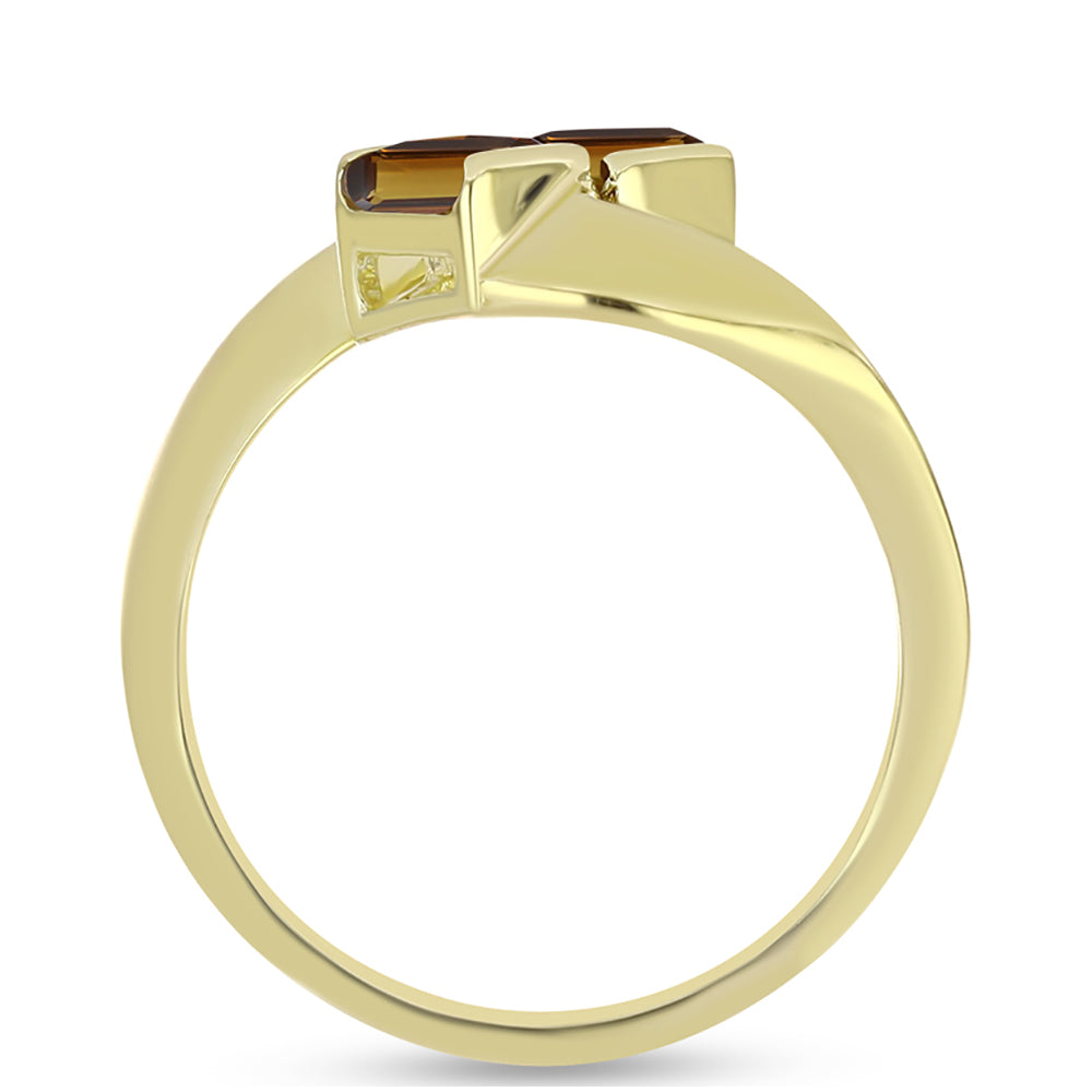 Anillo de Plata Bañada en Oro con Cuarzo Coñac