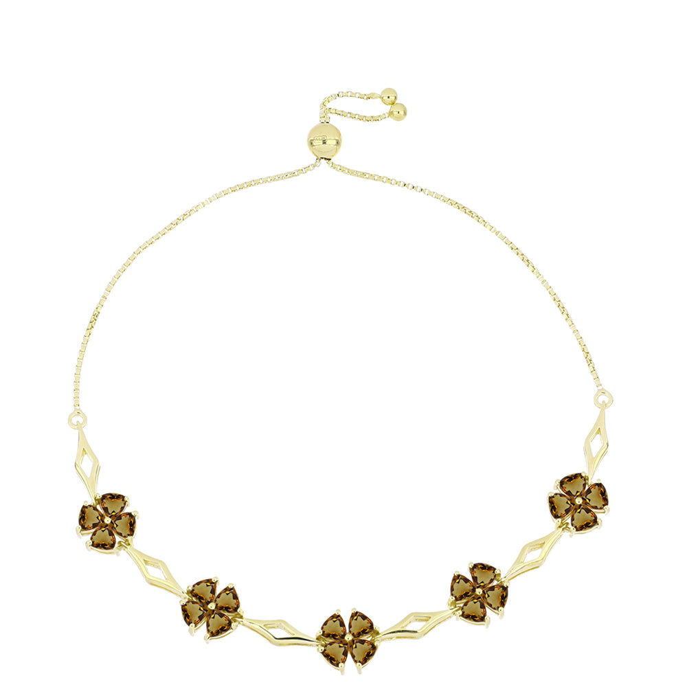Pulsera de Plata Bañada en Oro con Cuarzo Coñac 1 