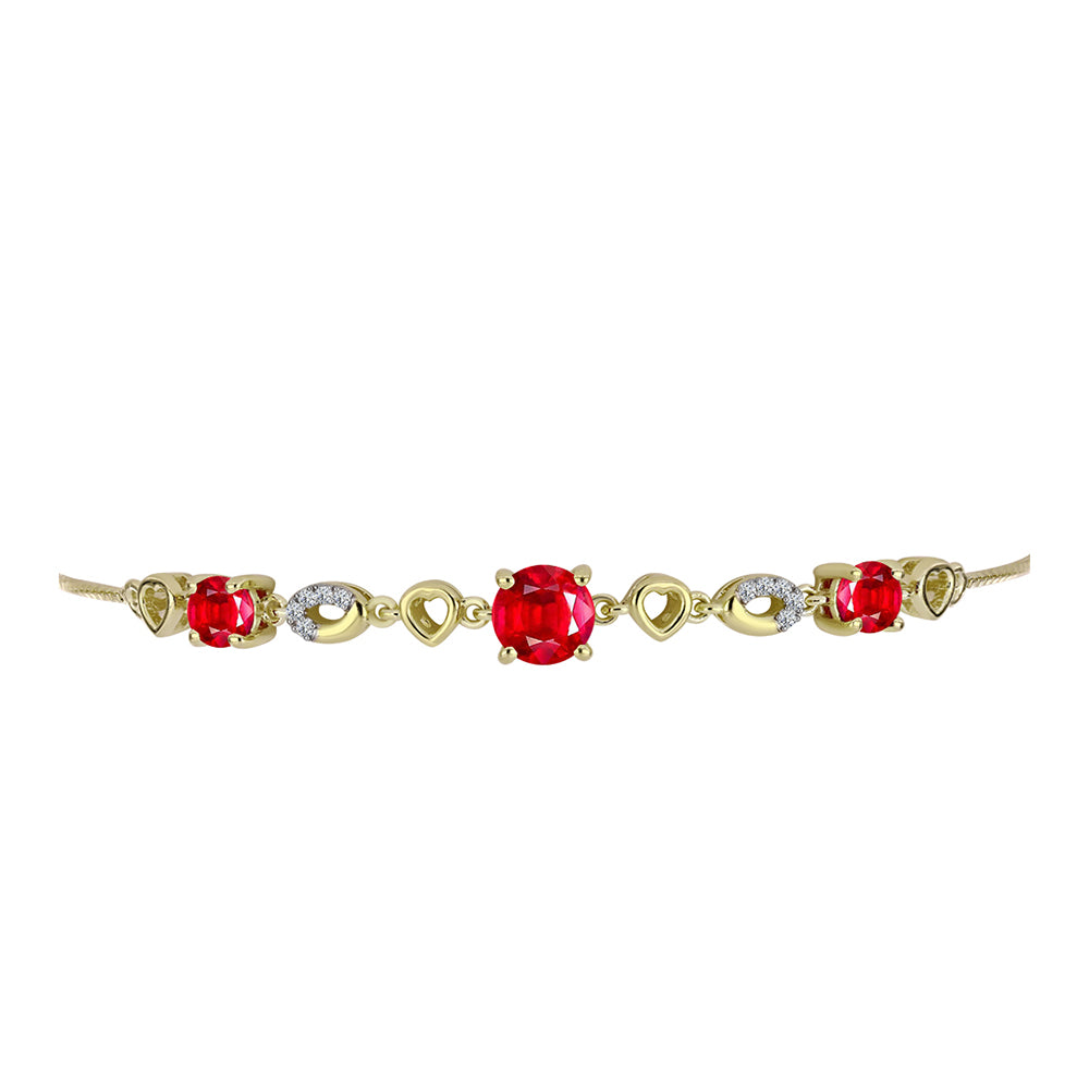 Pulsera de Plata Bañada en Oro con Ágata Roja y Topacio Blanco 2 