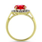 Anillo de Plata Bañada en Oro con Ágata Roja y Topacio Blanco